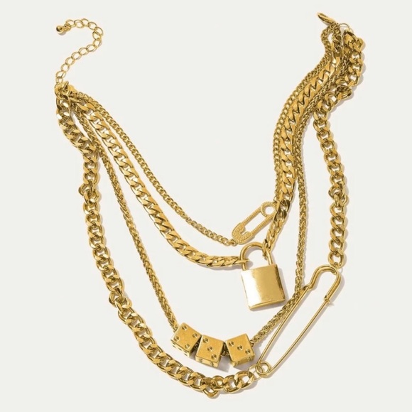 NEW!! 💛 Chunky Punk Rick Layered Necklace - Picture 3 of 3